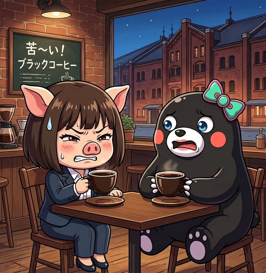 コーヒー専門店で苦いコーヒーを飲む二人